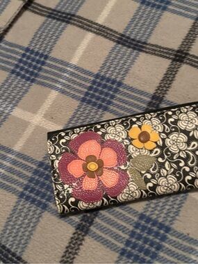 Relic Black Floral Wallet with Pink & Yellow Appliqué